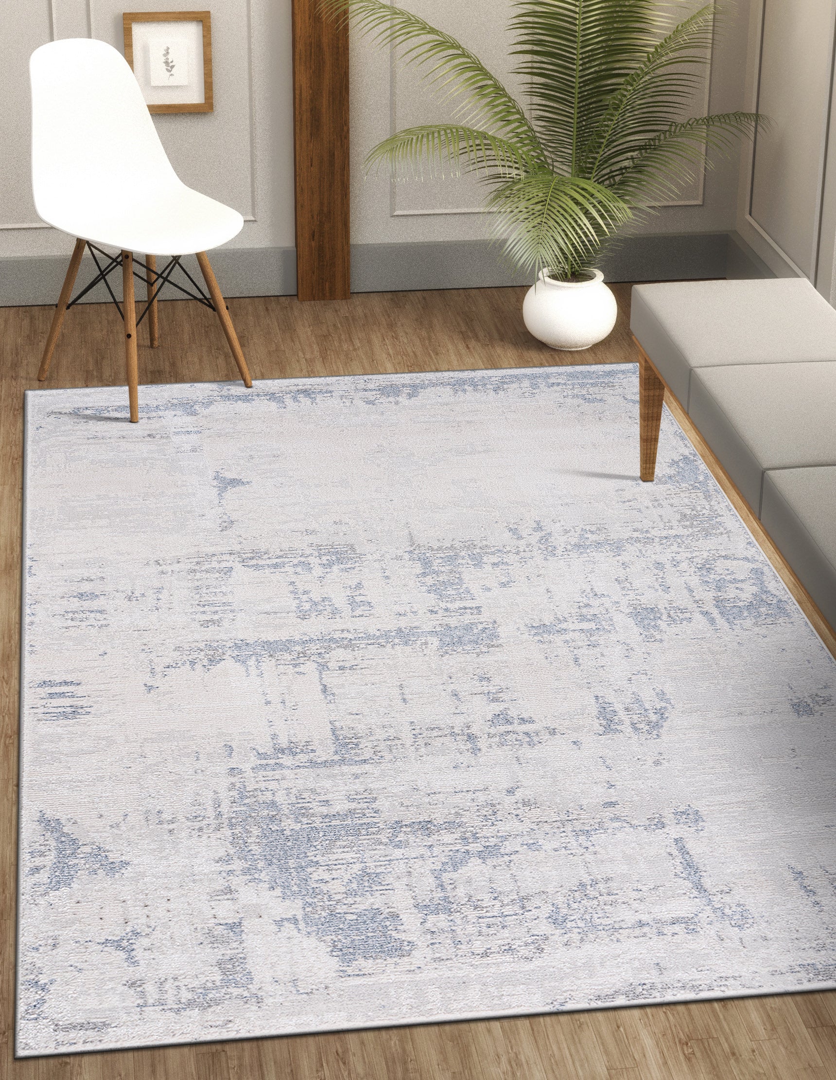 Modern Abstract Area Rug PAS5 - Blue / Gray