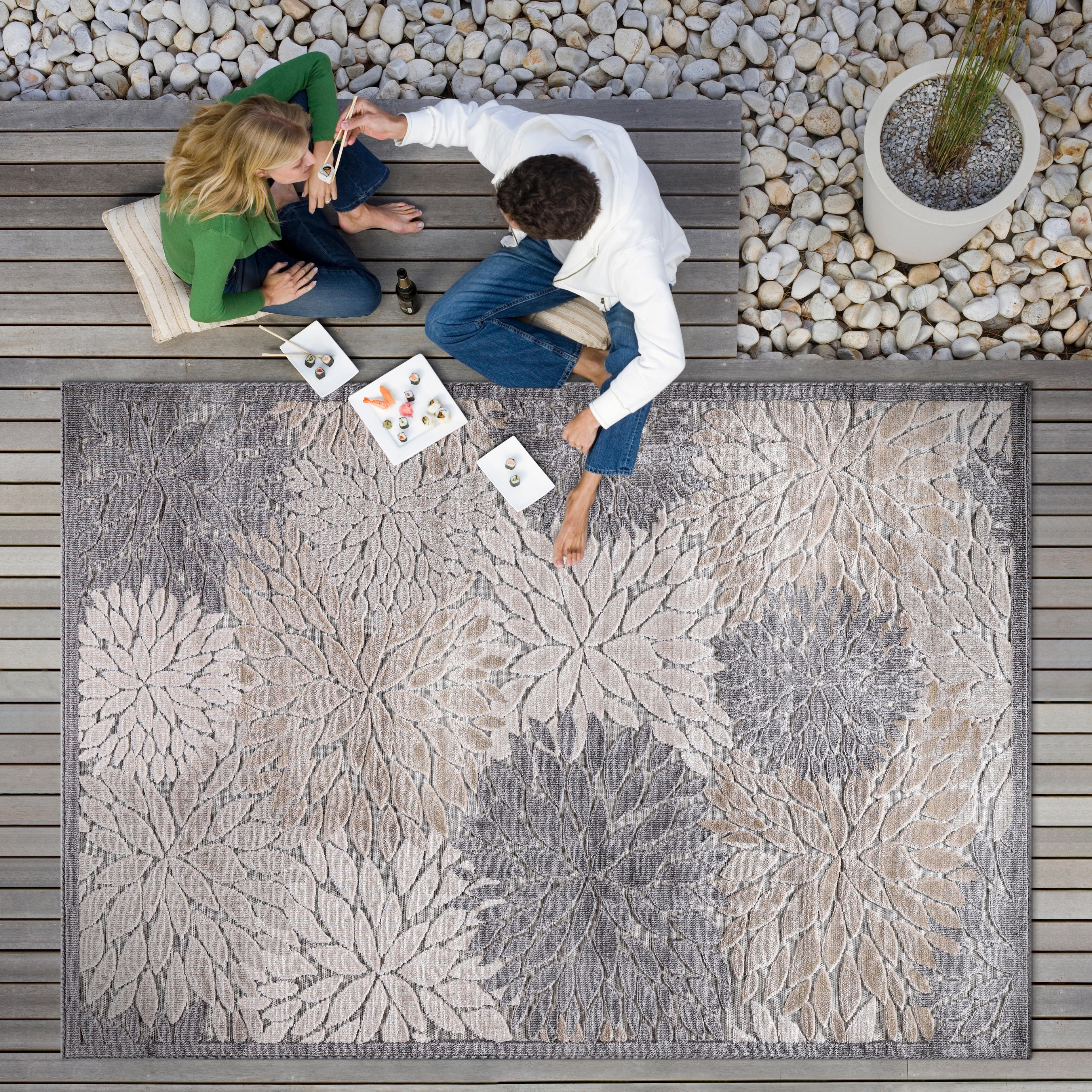 Tropical Outdoor Rug Beige