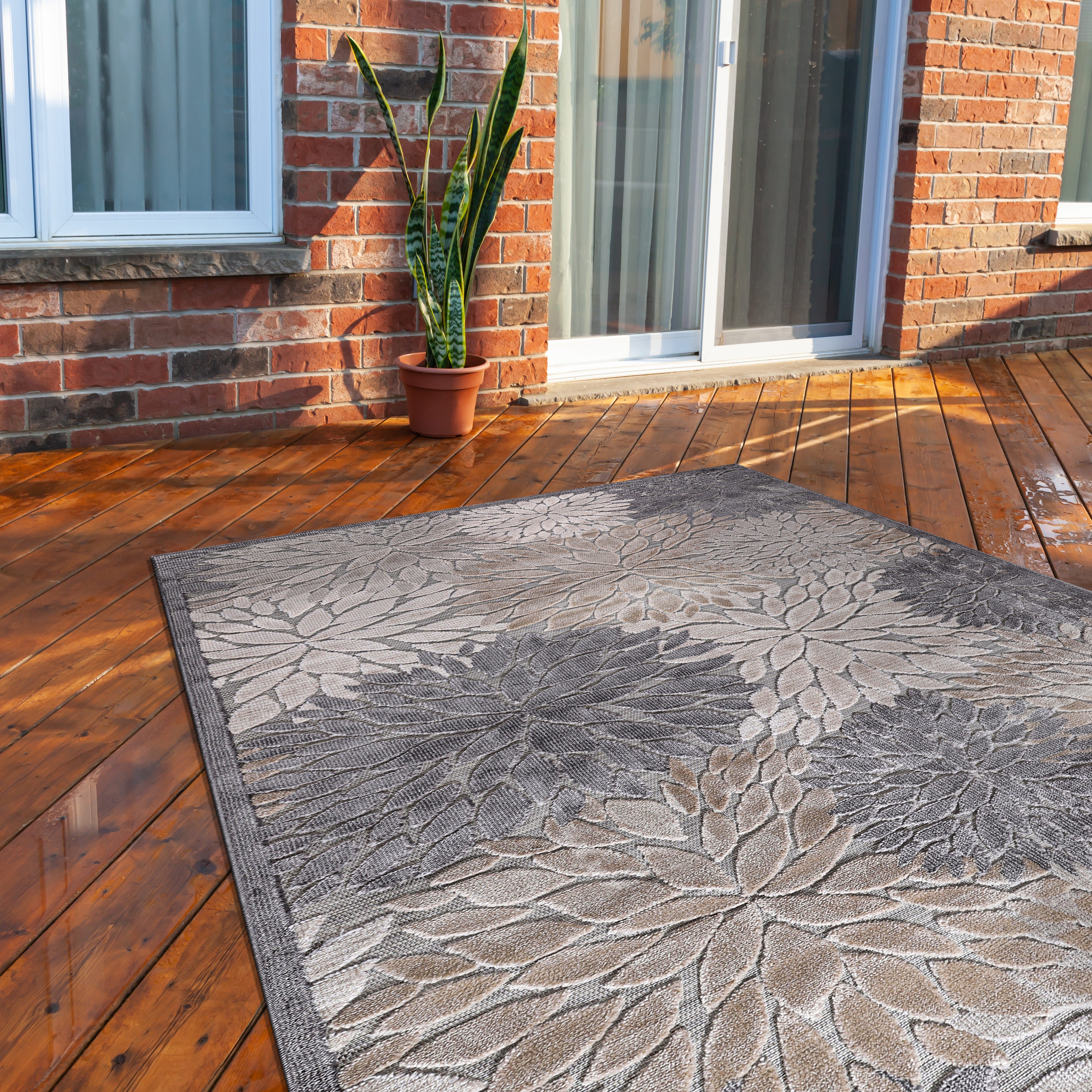 Tropical Outdoor Rug Beige