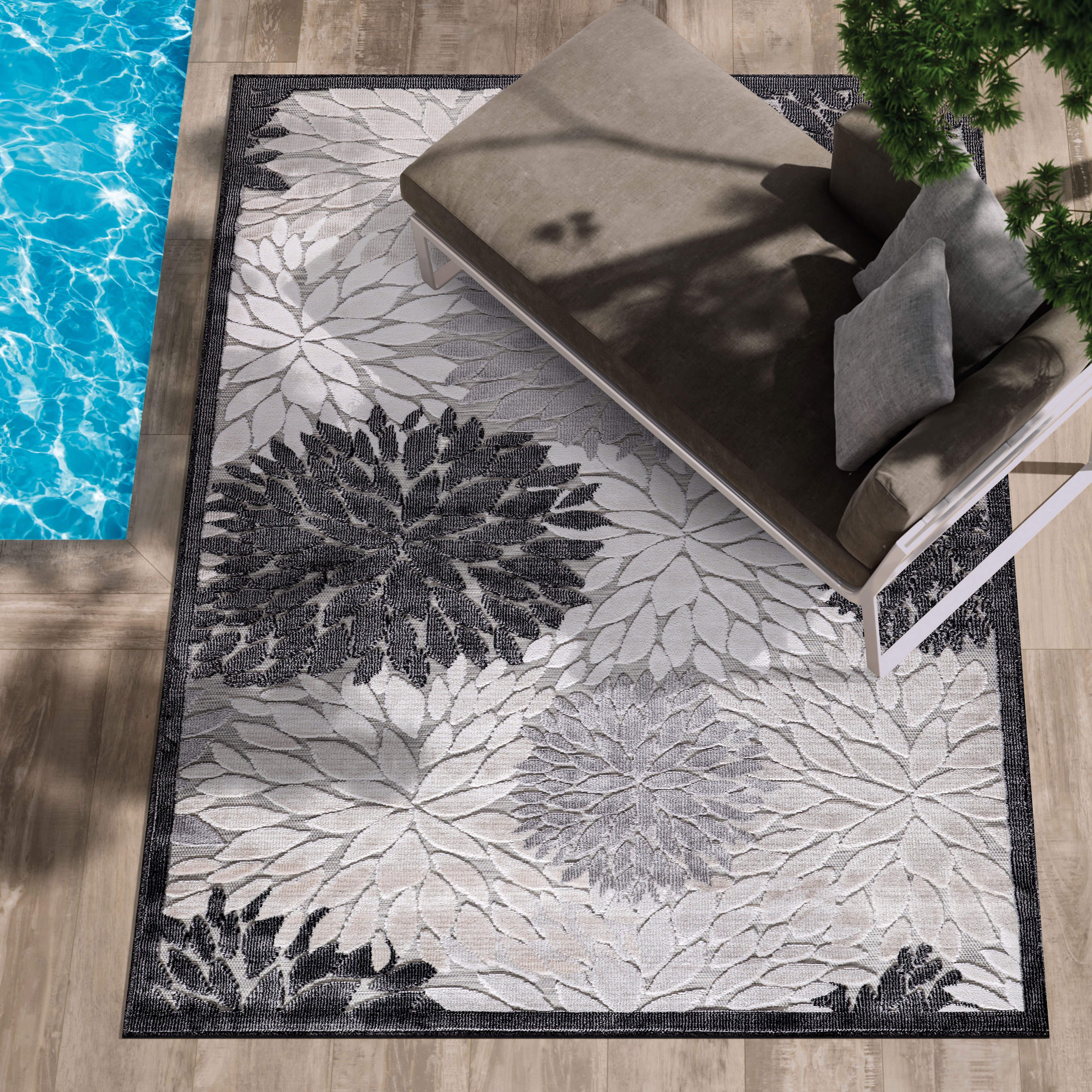 Tropical Outdoor Rug Gray