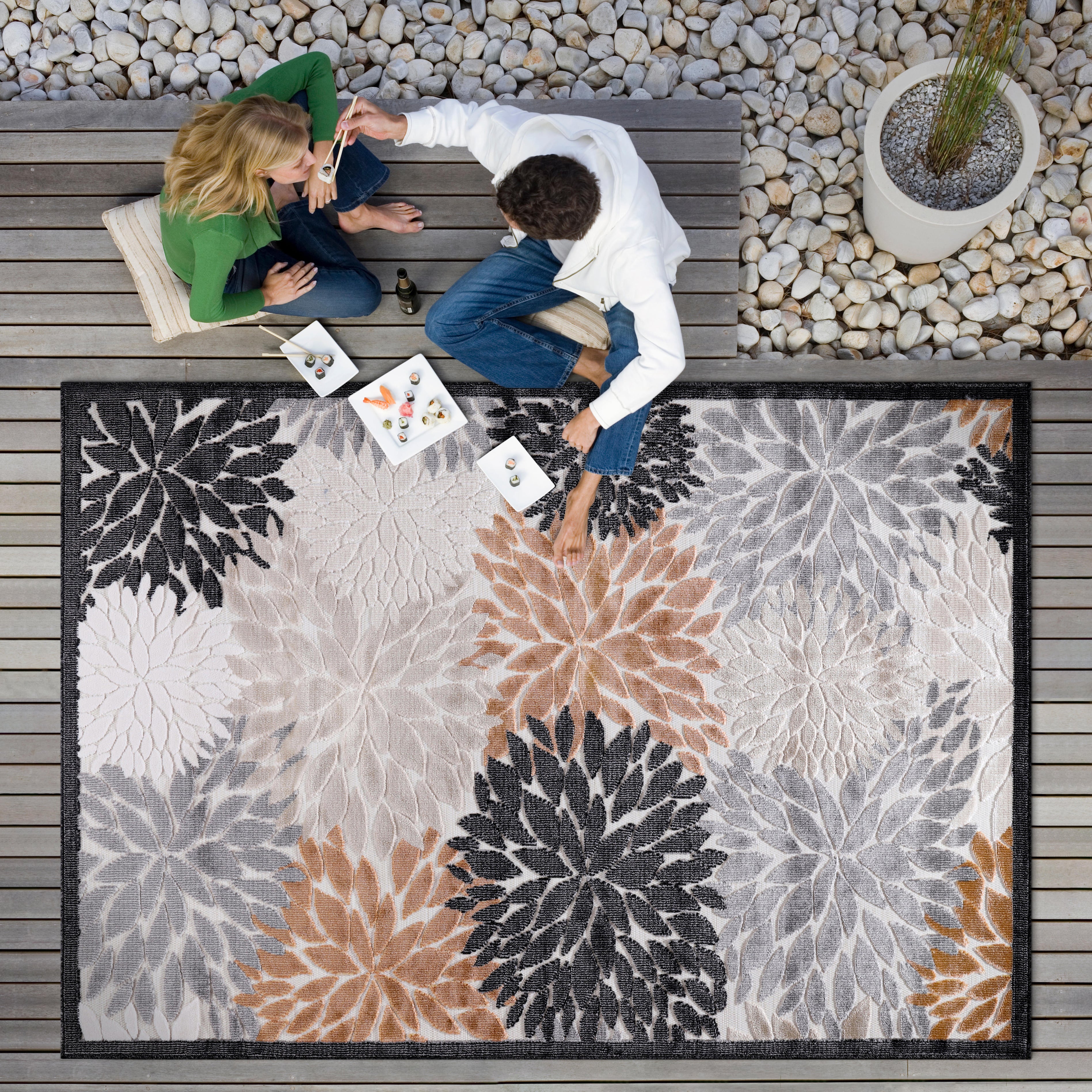 Tropical Outdoor Rug Orange