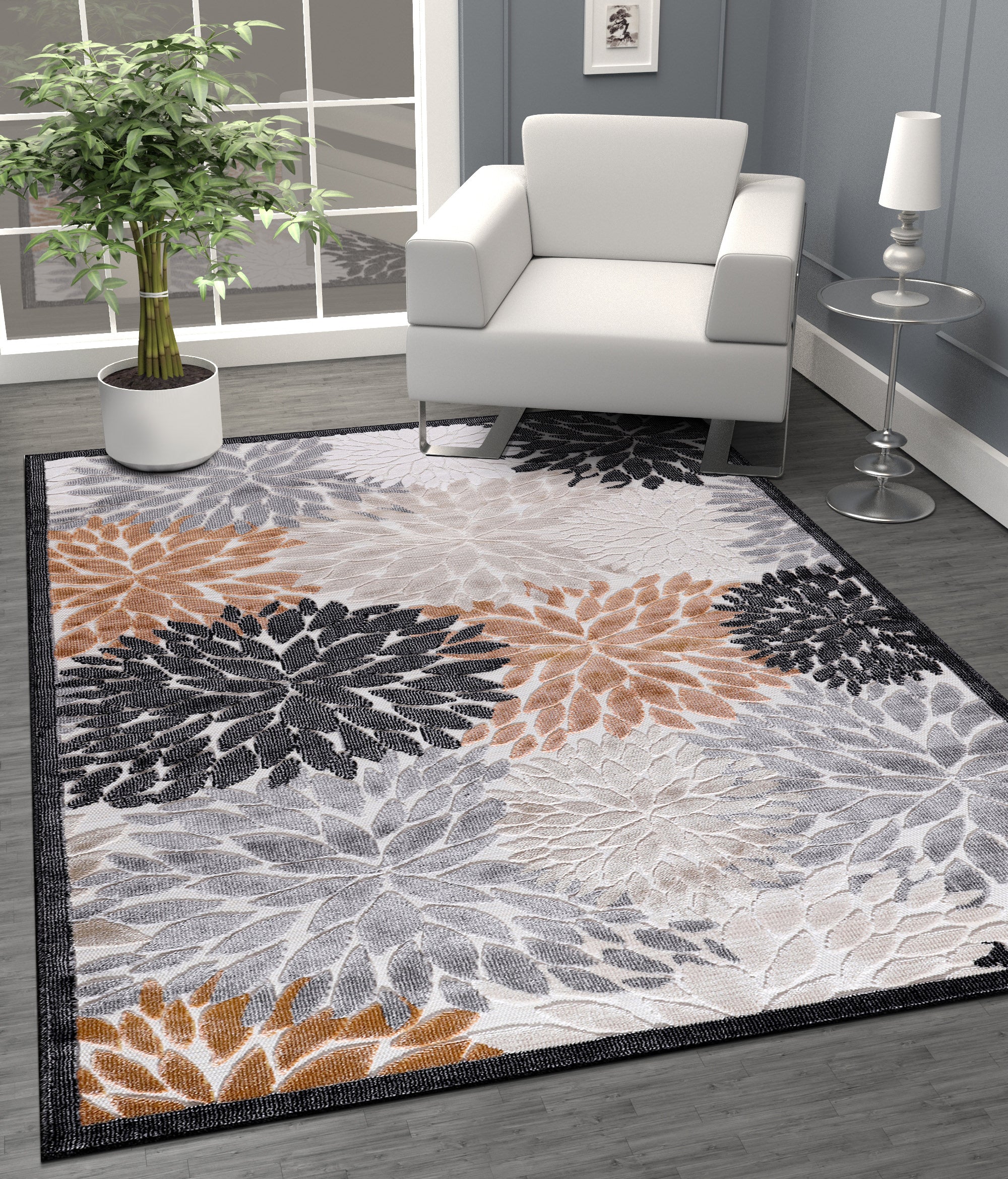 Tropical Outdoor Rug Orange