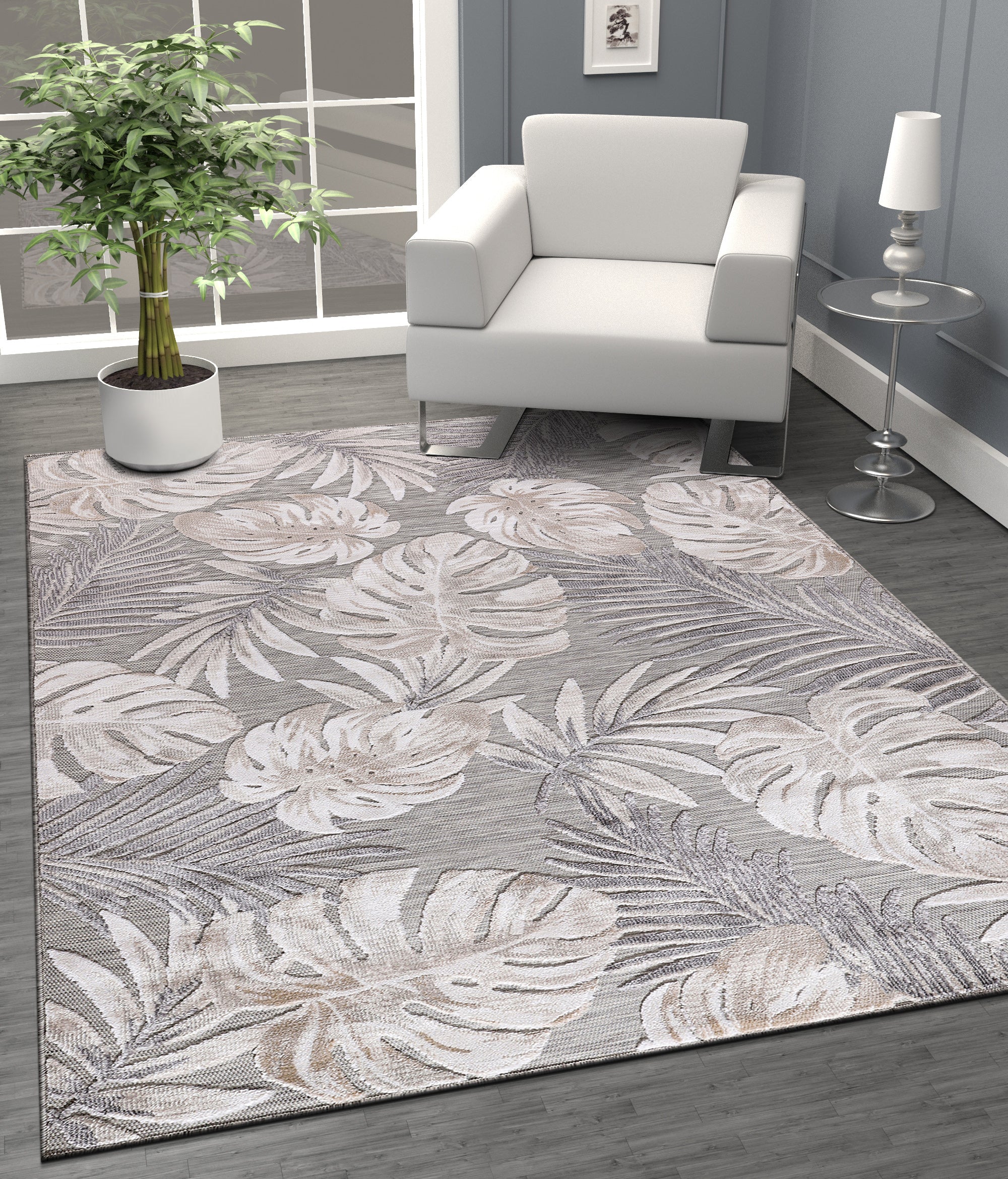 Leaf Outdoor Rug Beige