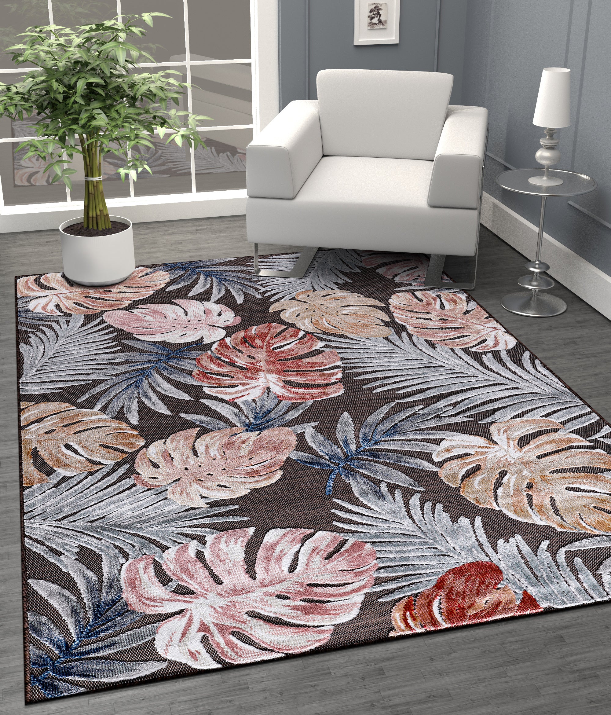 Leaf Outdoor Rug Brown