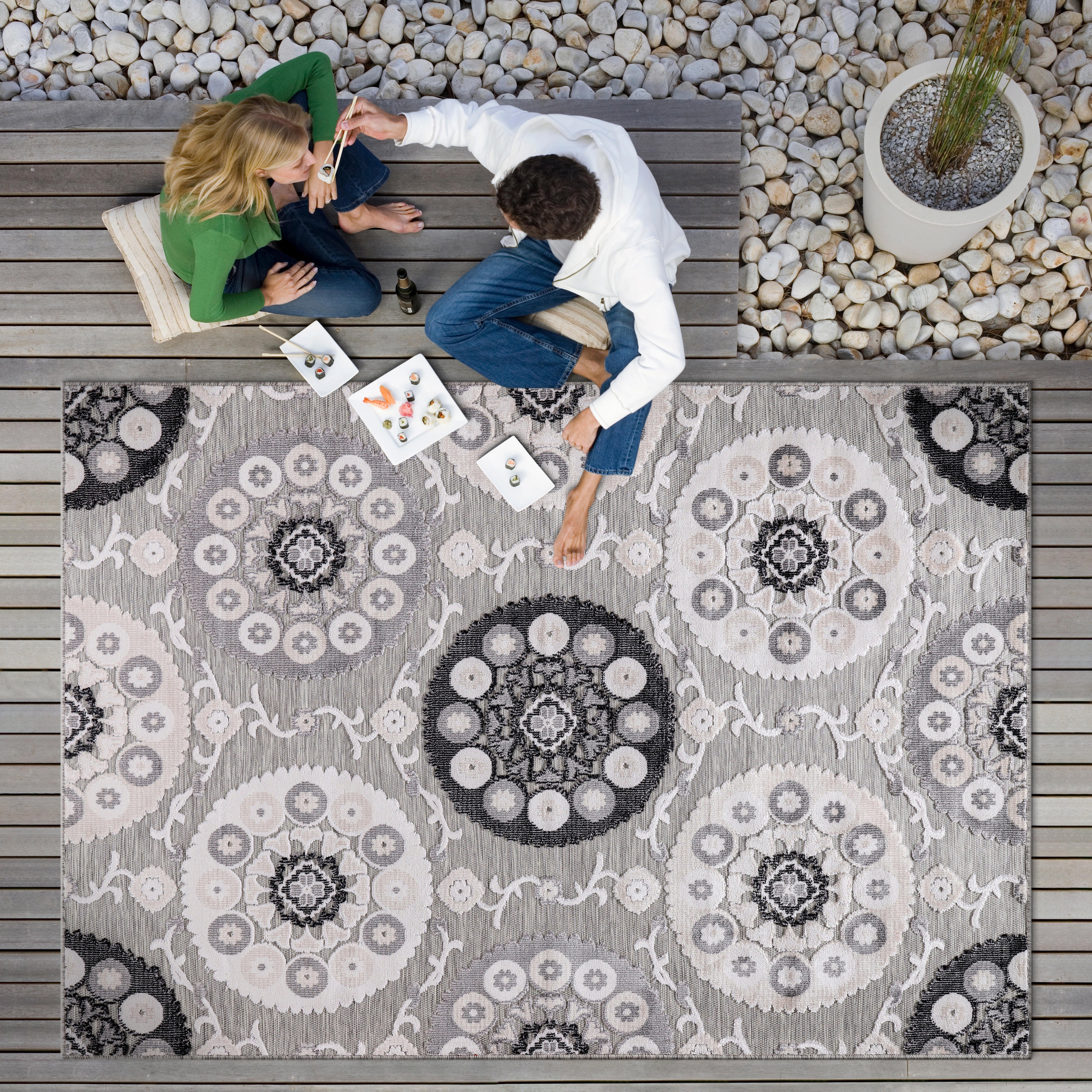 Bohemian Outdoor Rug Gray