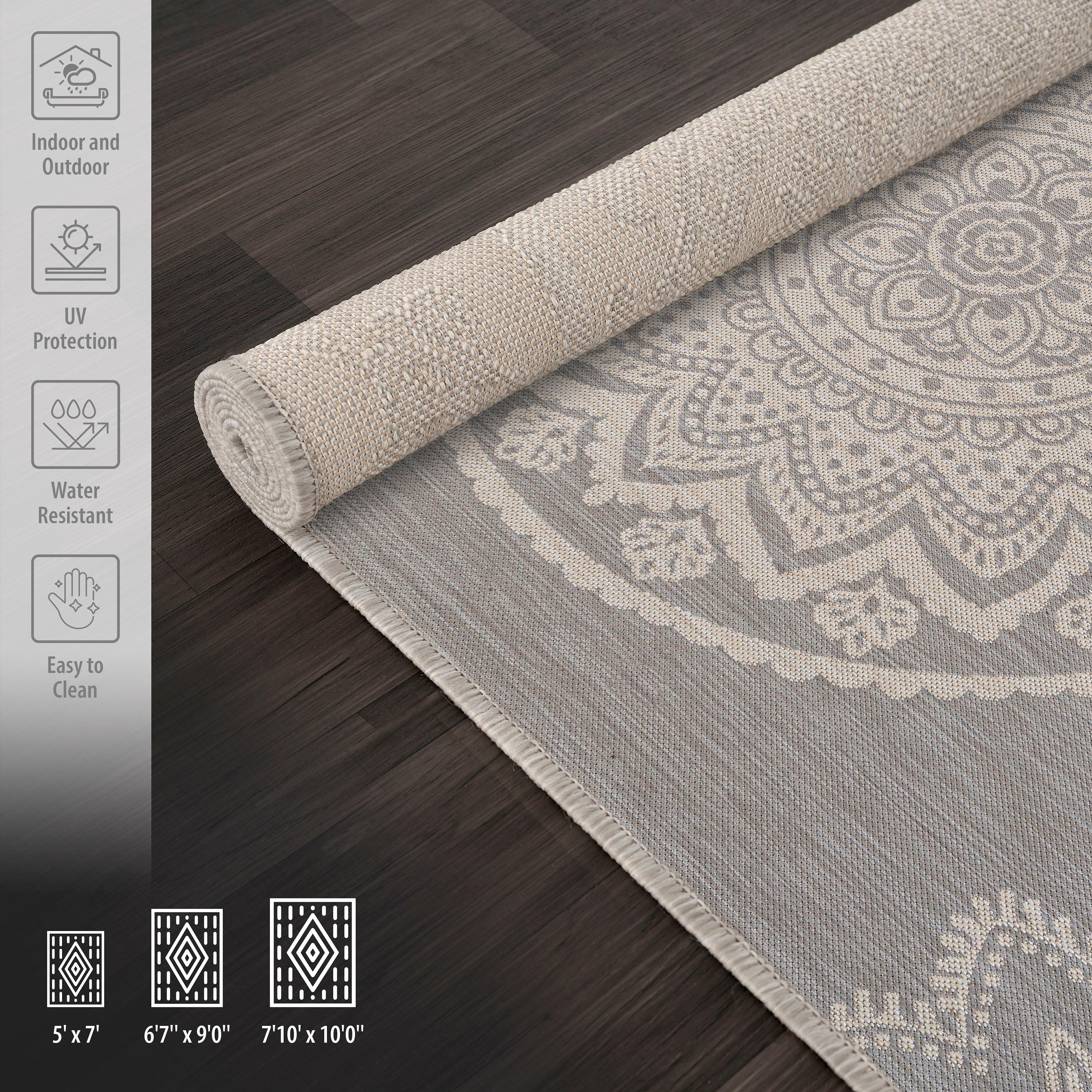 Medallion Outdoor Rugs Grey