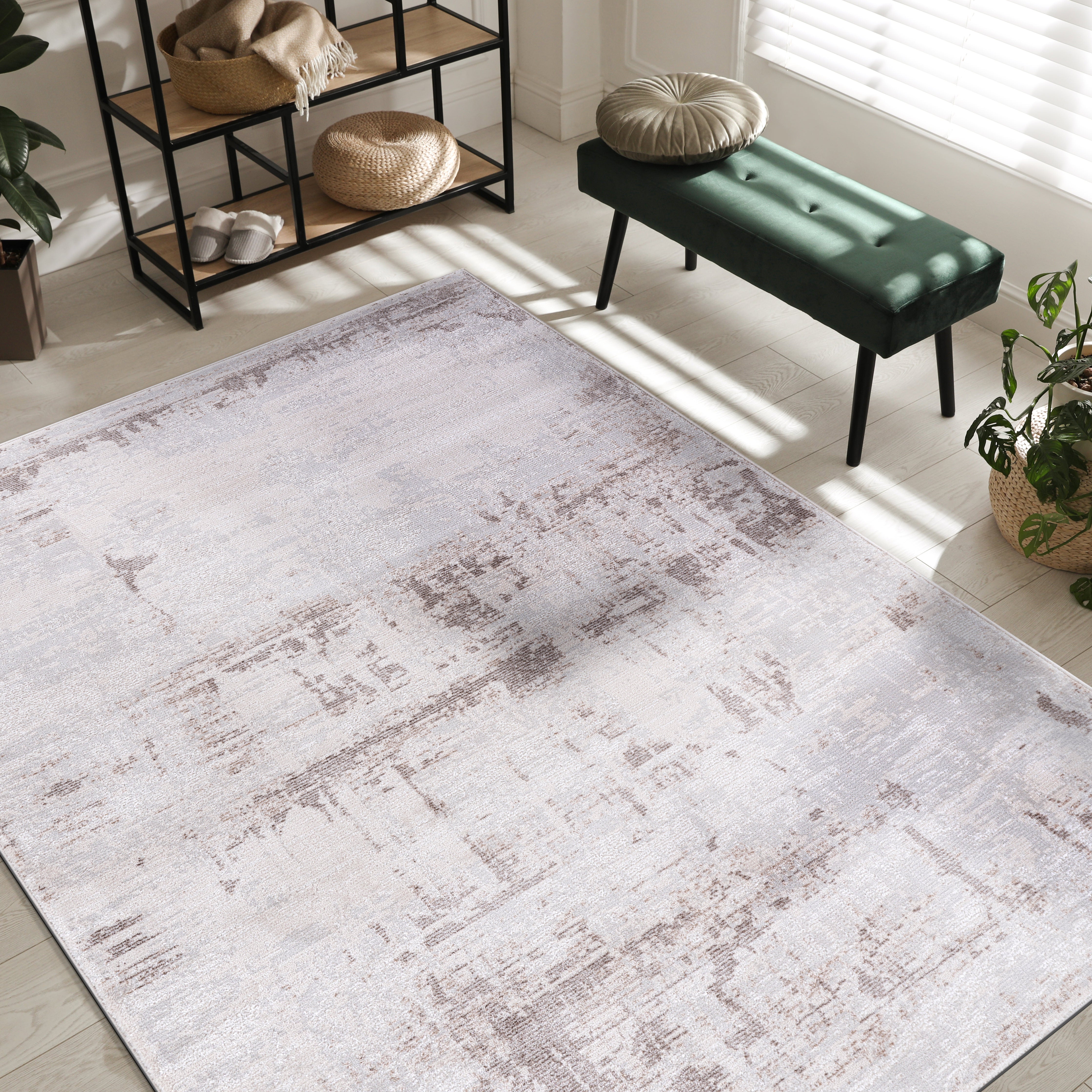 Modern Abstract Area Rug PAS6 - Beige / White