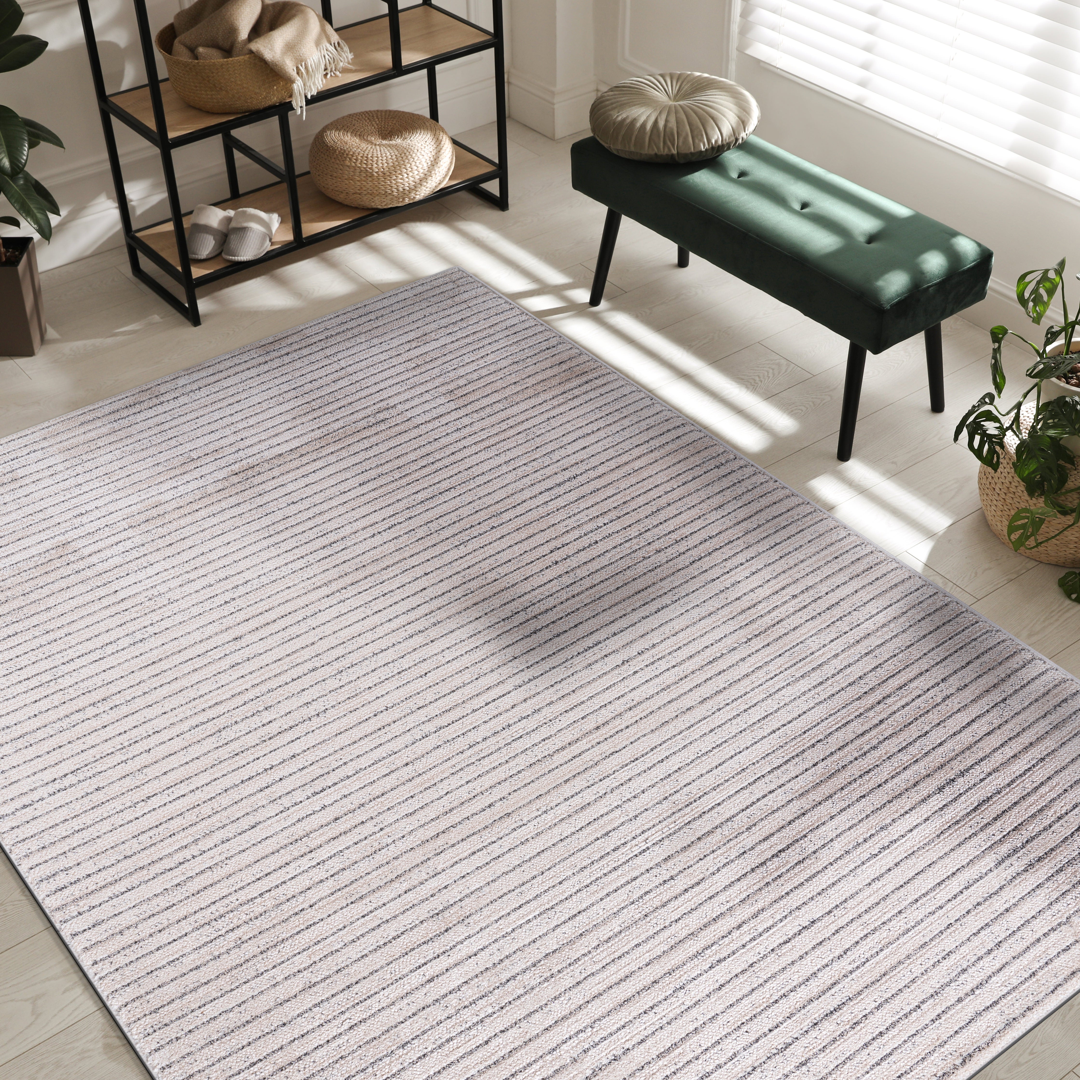 Baby Shag Area Rugs  MAT1 - Beige / Gray