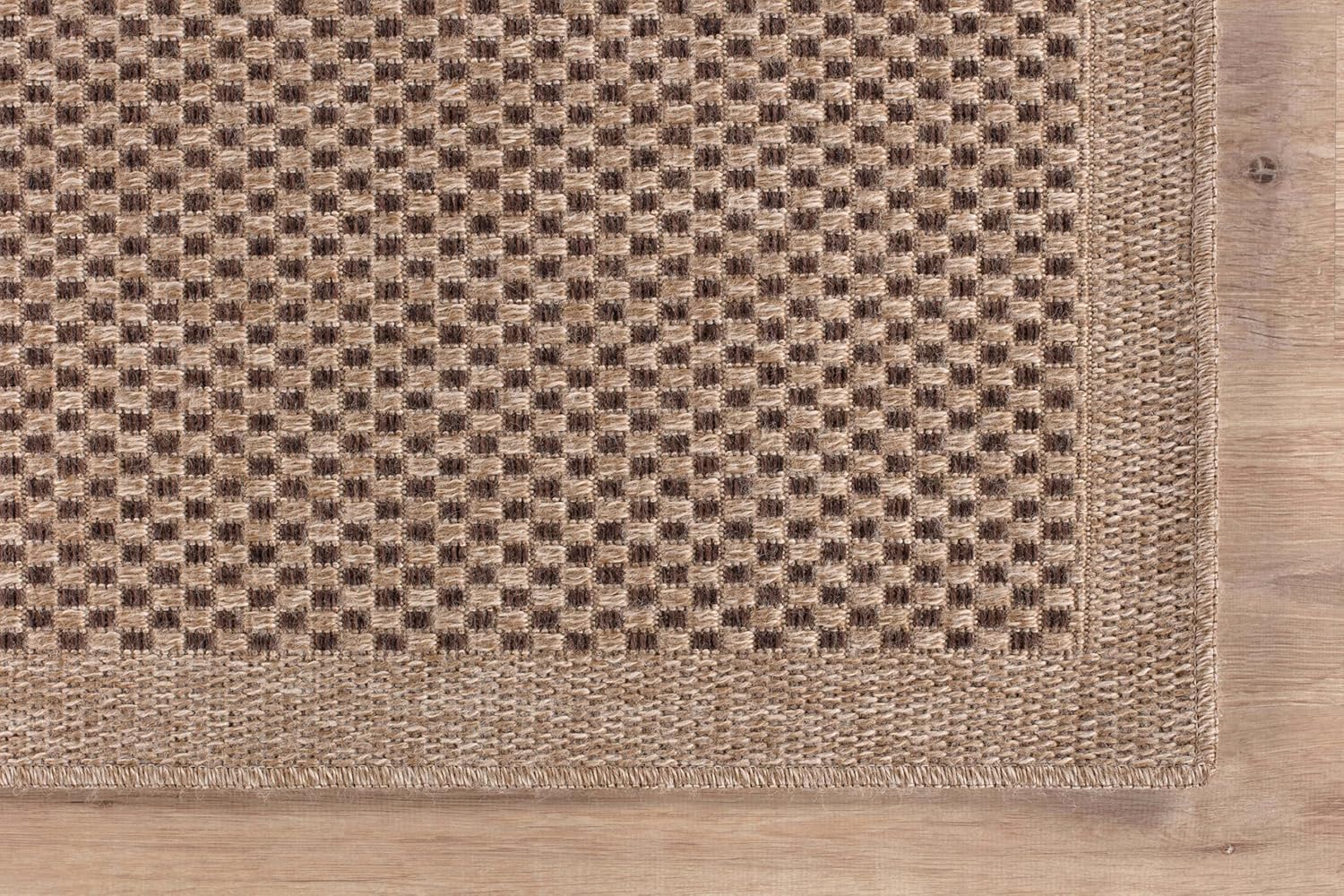 Flax Easy Jute Indoor Outdoor Rugs Natural Checkered