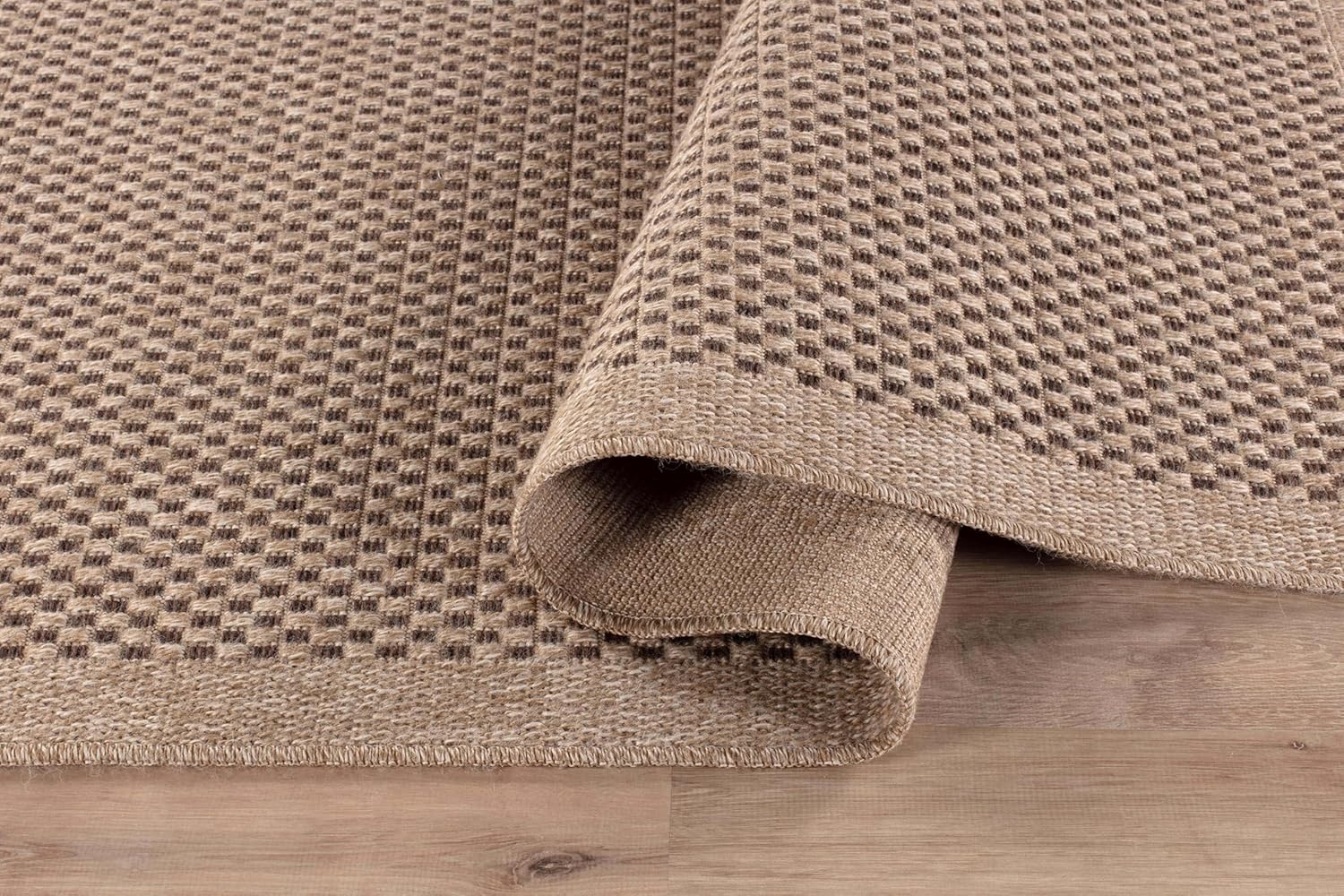 Flax Easy Jute Indoor Outdoor Rugs Natural Checkered