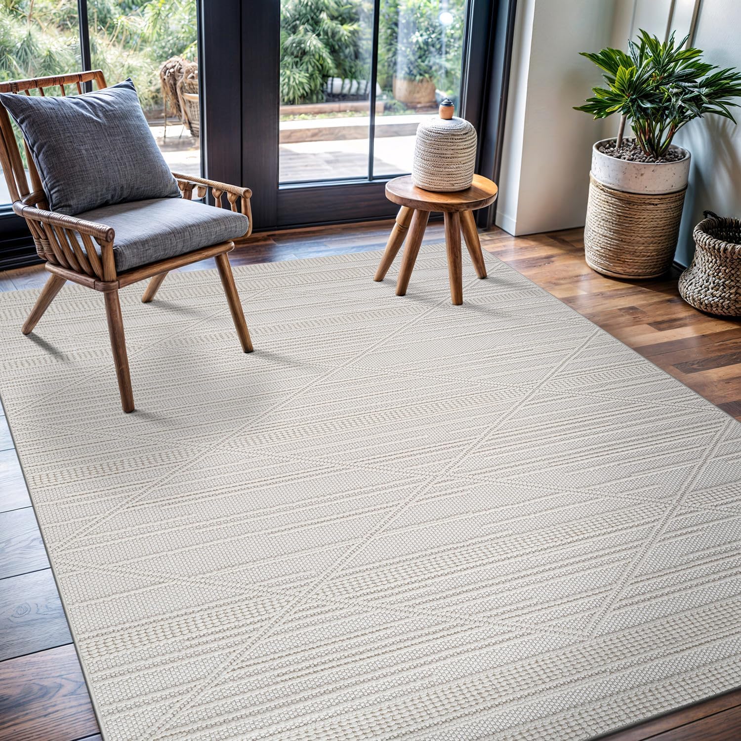 Micro Loop Area Rugs  GY1 - White