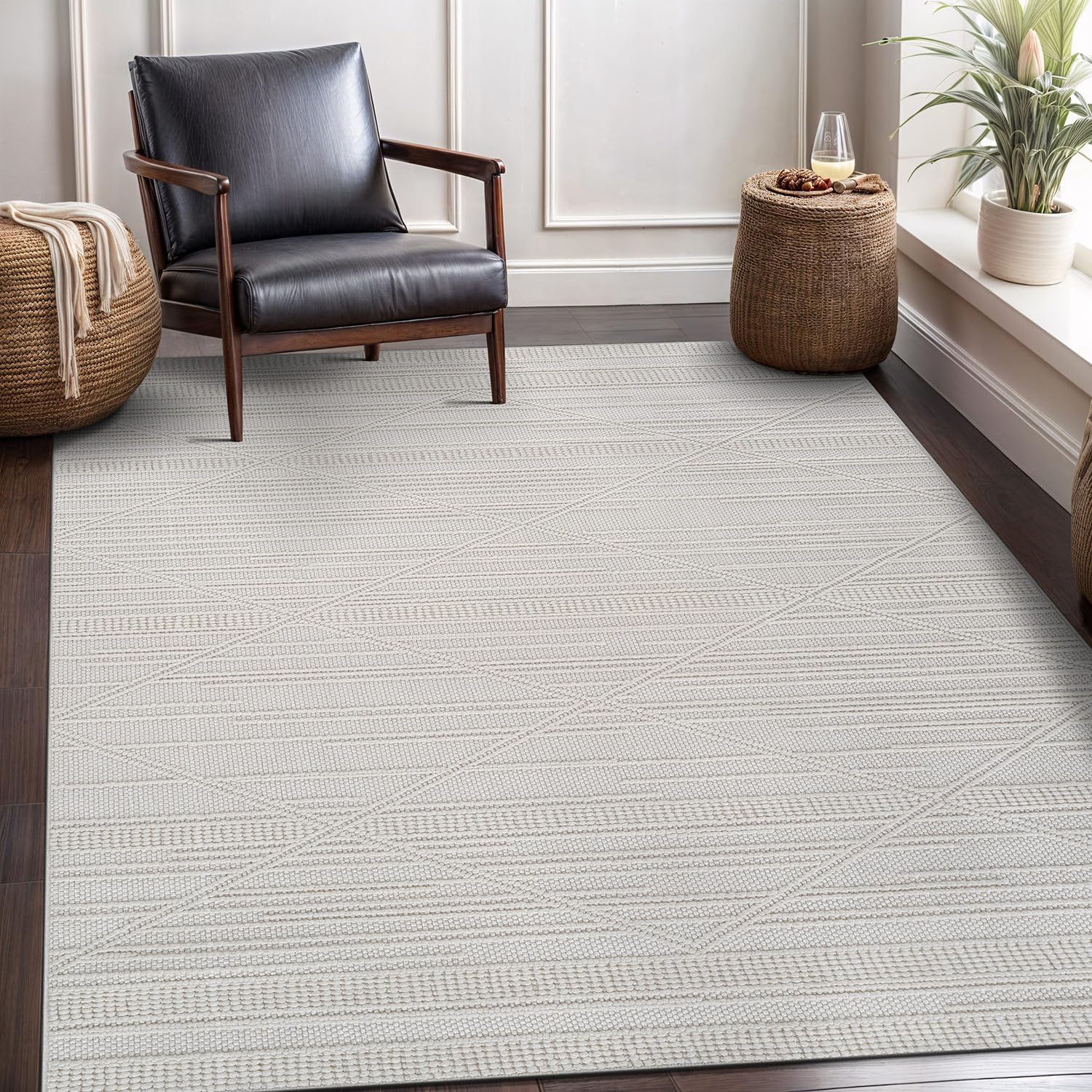 Micro Loop Area Rugs  GY1 - White