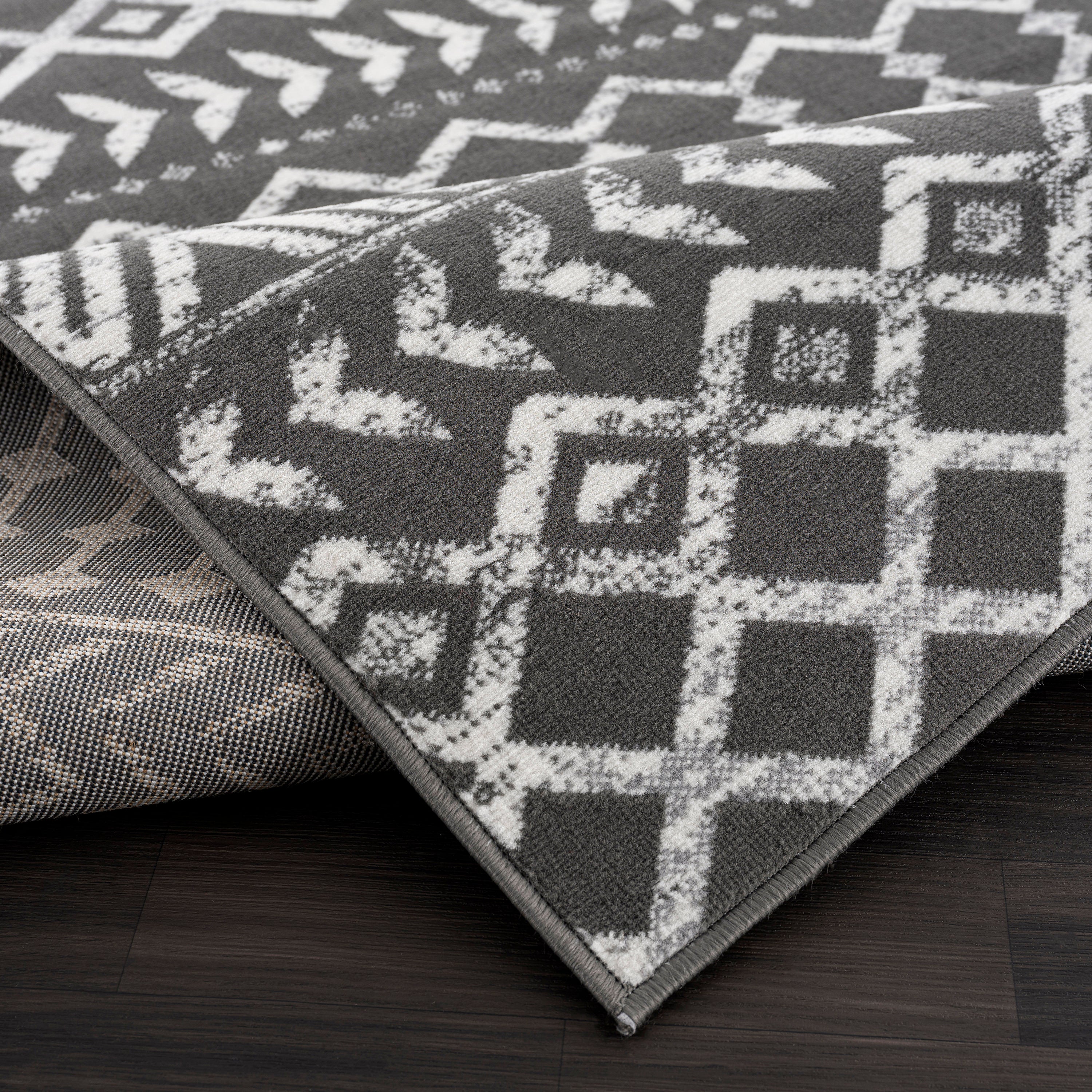 Crystal Boho Area Rugs Dark Grey