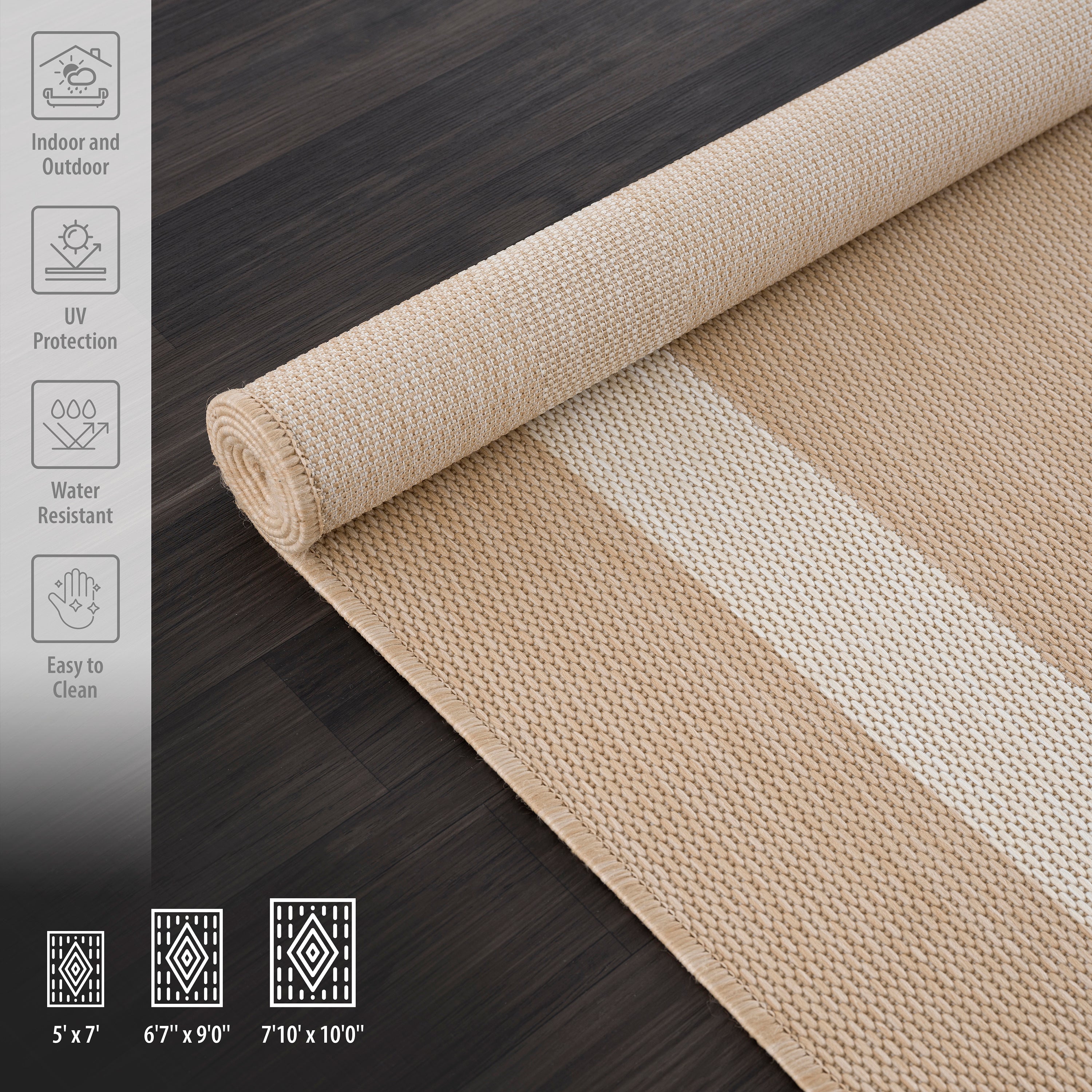 Bordered Outdoor Rugs Beige