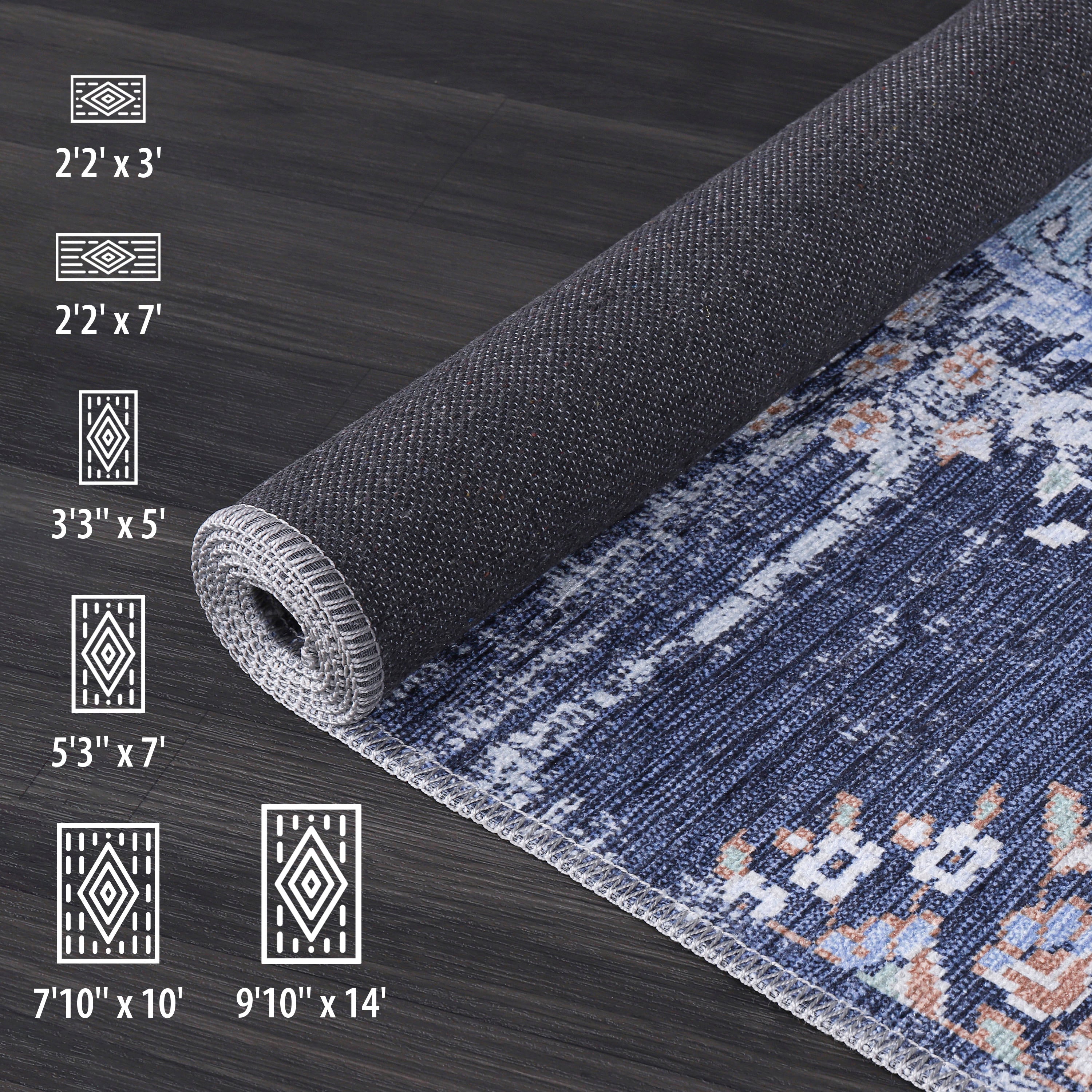 Distressed Area Rugs Navy Blue